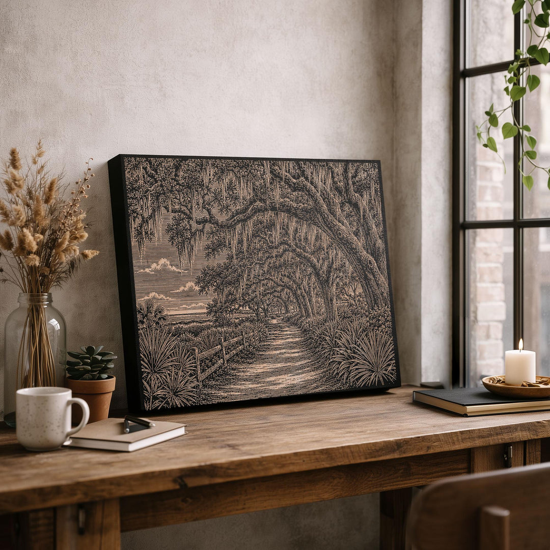 Hilton Head Live Oak Engraved Birch Art Panel