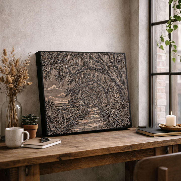 Hilton Head Live Oak Engraved Birch Art Panel