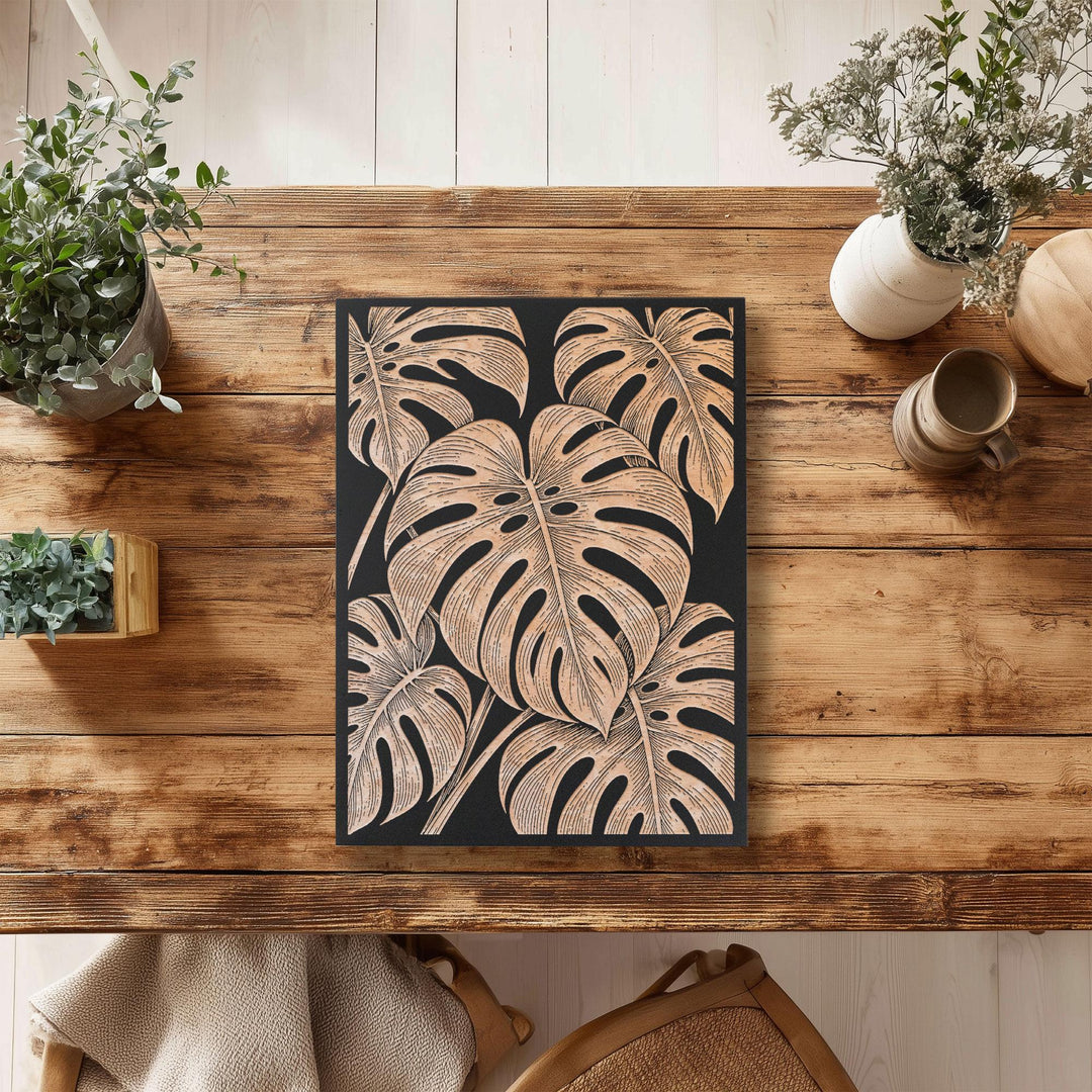 Split Leaf Philodendron Engraved Birch Art Panel