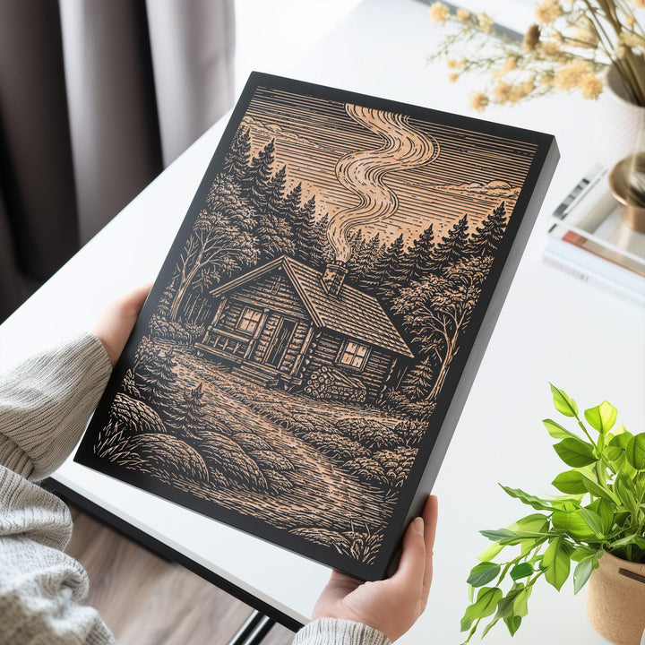 Cabin in the Woods Engraved Illustration