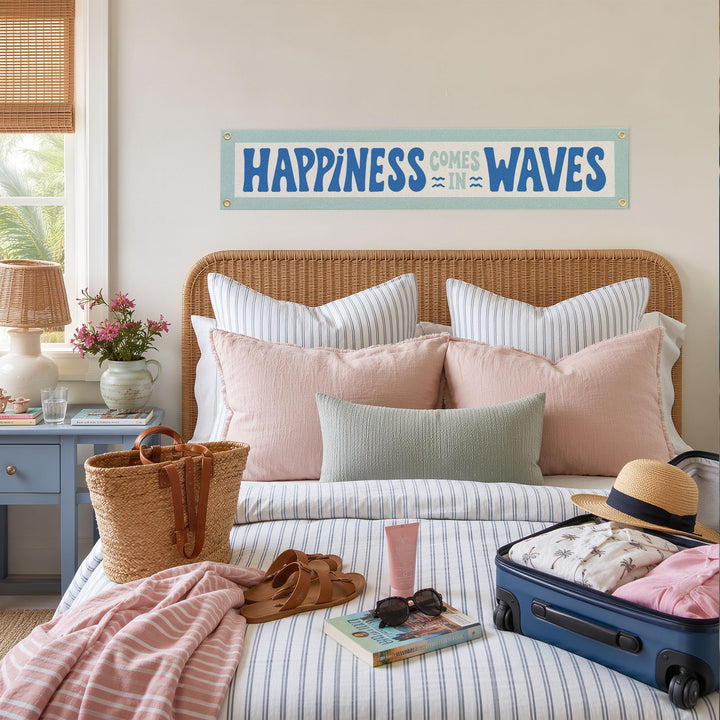 Happiness Comes in Waves Felt Banner