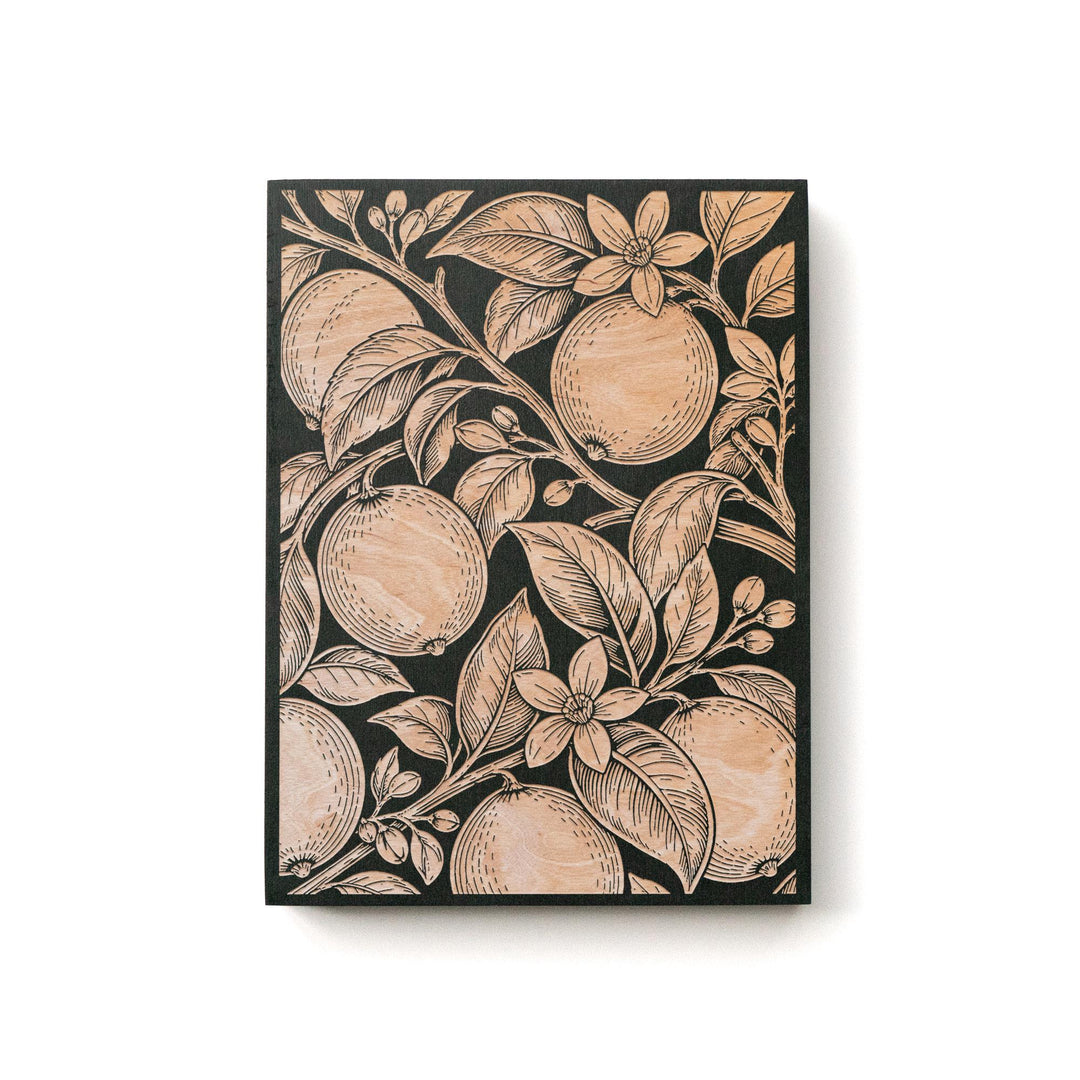 Lemon Branch Engraved Birch Art Panel