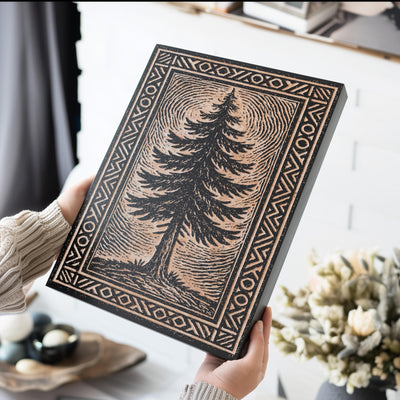 Pine Tree Engraved Birch Illustration