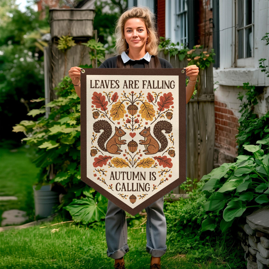 Leaves Are Falling Autumn Is Calling Felt Banner