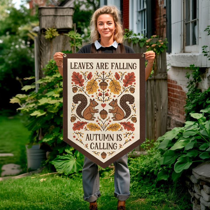 Leaves Are Falling Autumn Is Calling Felt Banner