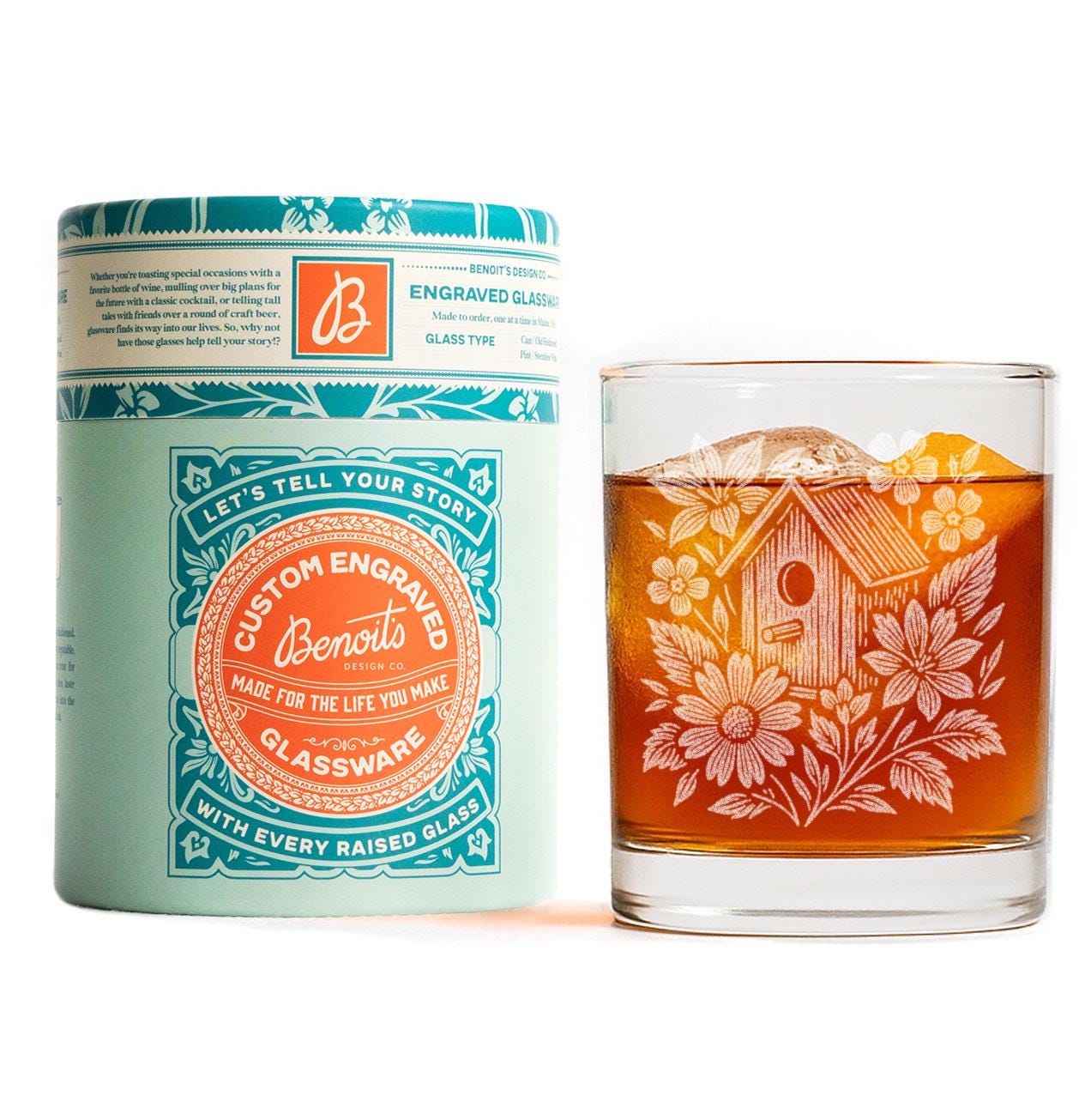 Bird House Among Flowers Glasses