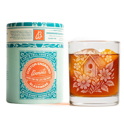 Bird House Among Flowers Glasses