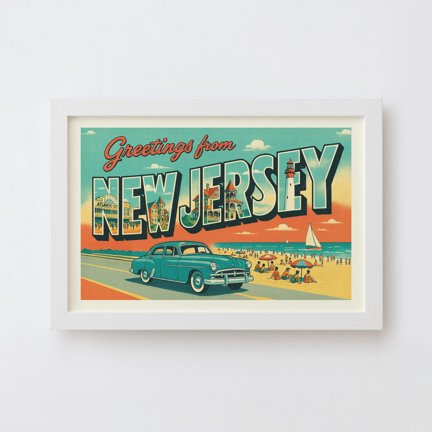 New Jersey Postcard Art Print