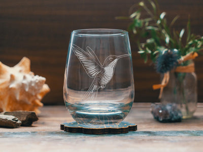 Hummingbird Glasses | Birding Theme Personalized Whiskey, Wine & Beer Glassware, Nature Inspired Drinkware, Bird Wildlife Decor, Birder Gift
