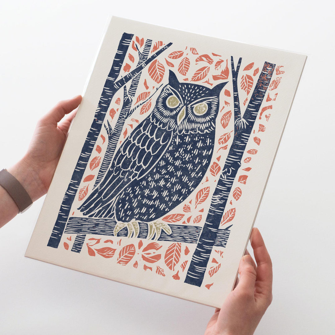 Owl Linocut Print
