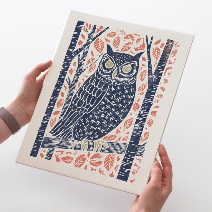 Owl Linocut Print