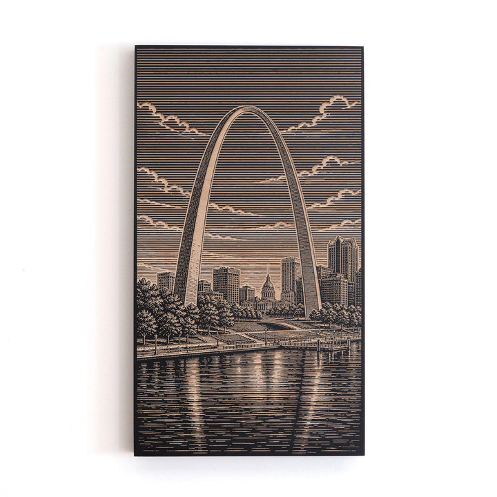 St. Louis Gateway Arch Engraved Birch Art Panel