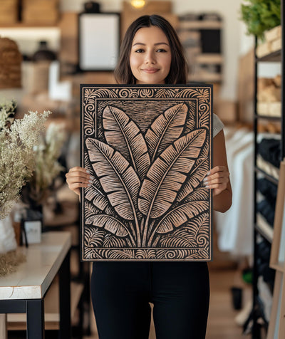 Banana Leaves Engraved Birch Illustration