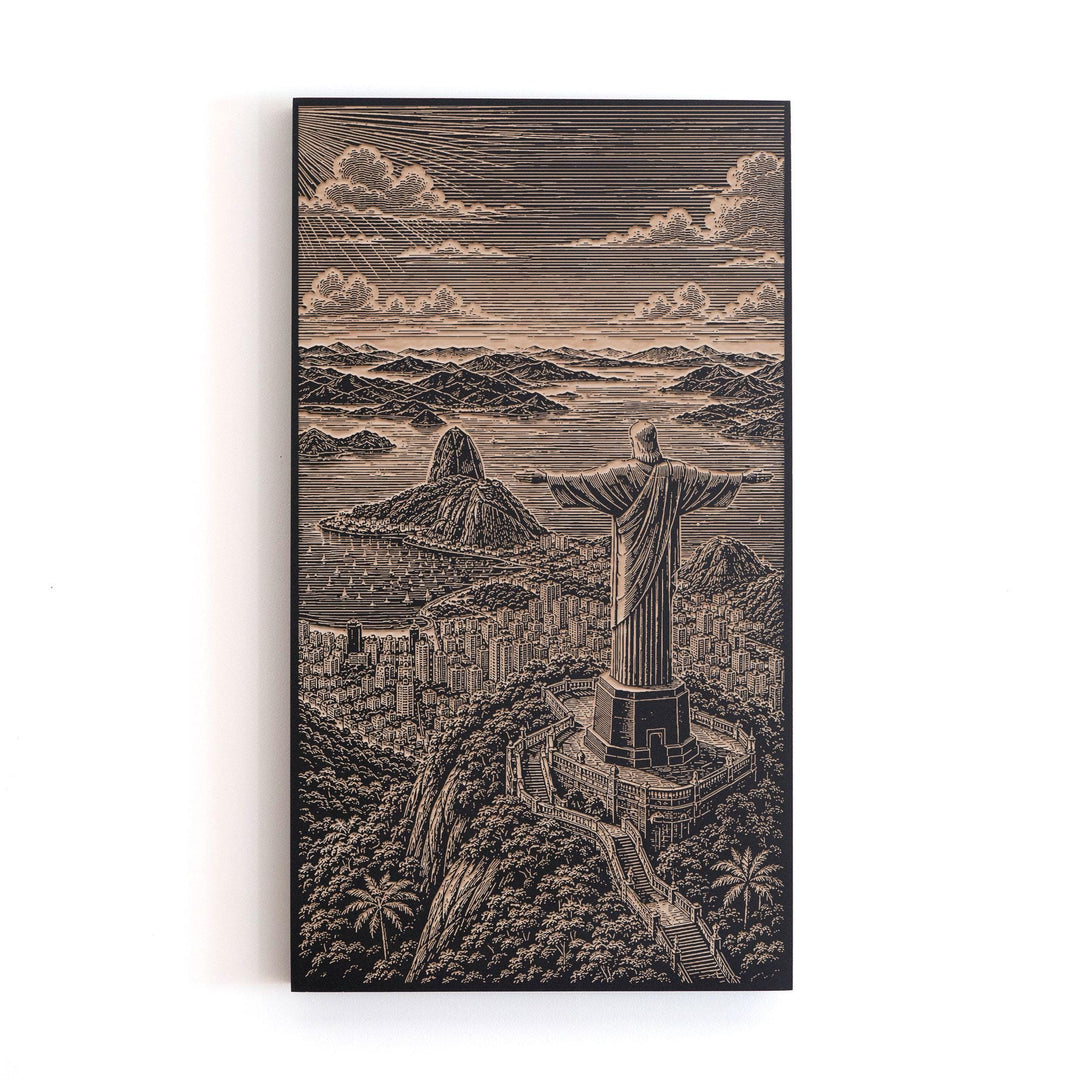 Rio de Janeiro Christ the Redeemer Engraved Birch Art Panel