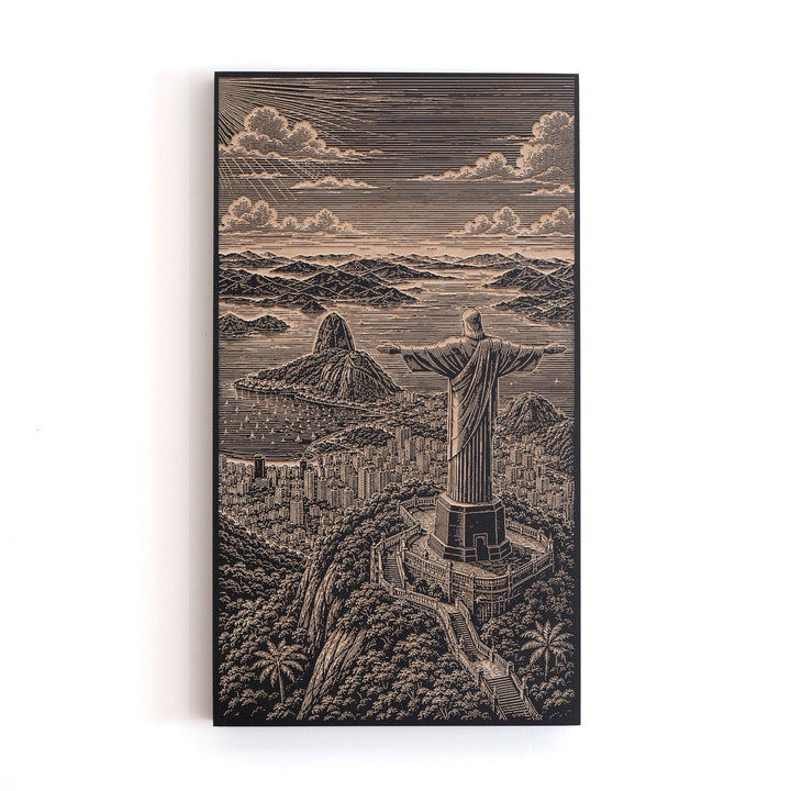 Rio de Janeiro Christ the Redeemer Engraved Birch Art Panel
