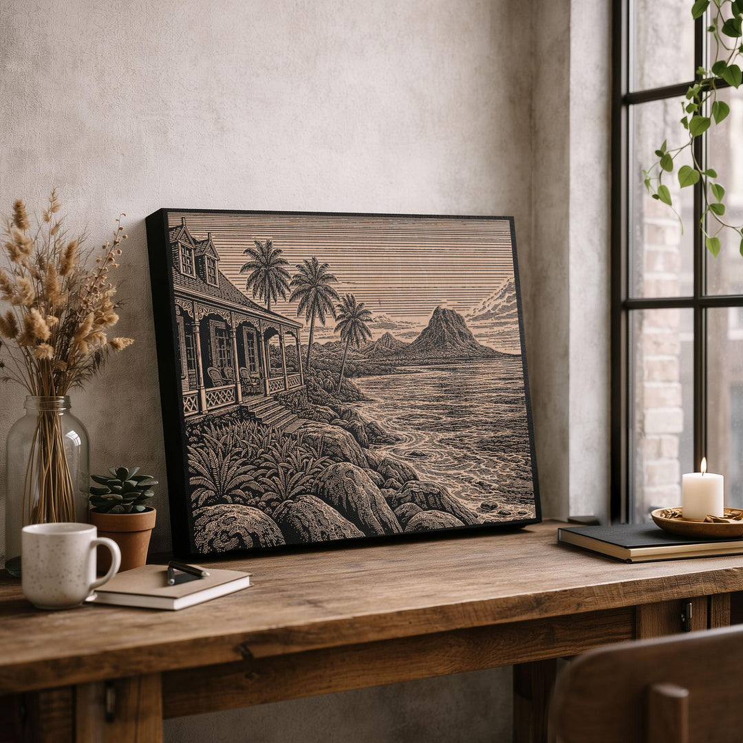 Mauritius Reef Lagoon Engraved Birch Art Panel