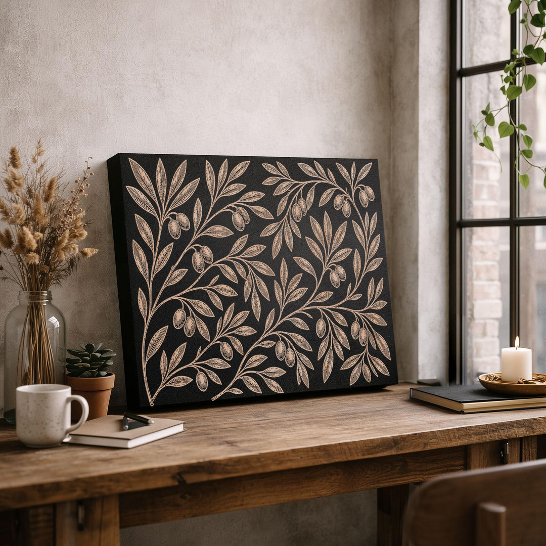 Olive Branches Engraved Birch Art Panel