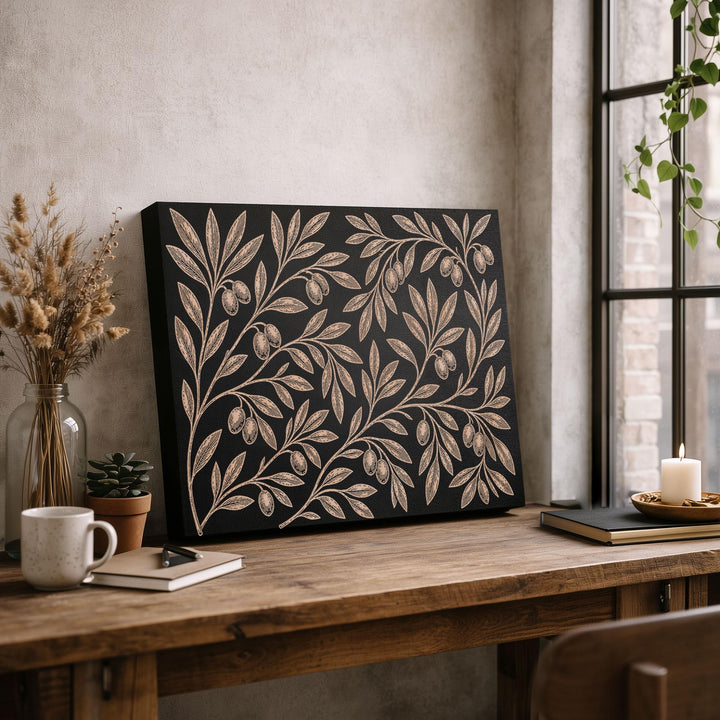 Olive Branches Engraved Birch Art Panel
