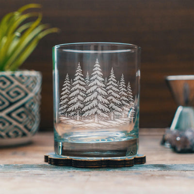 Snow Covered Pine Trees Glass