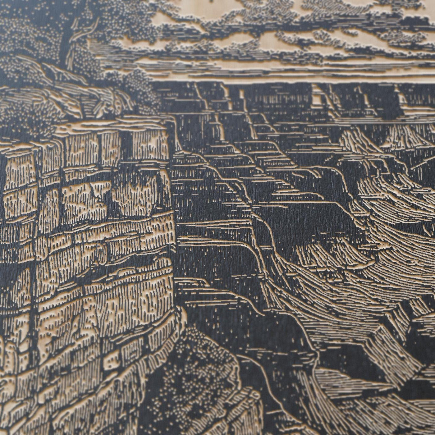 Grand Canyon Rim Engraved Illustration