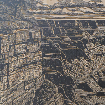 Grand Canyon Rim Engraved Illustration