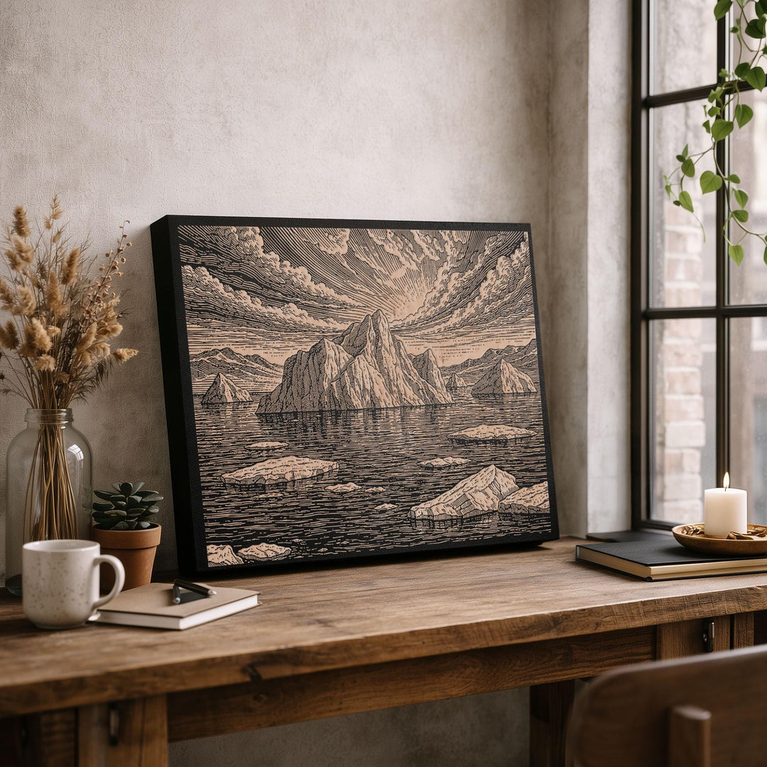 Arctic Iceberg Seascape Engraved Birch Art Panel
