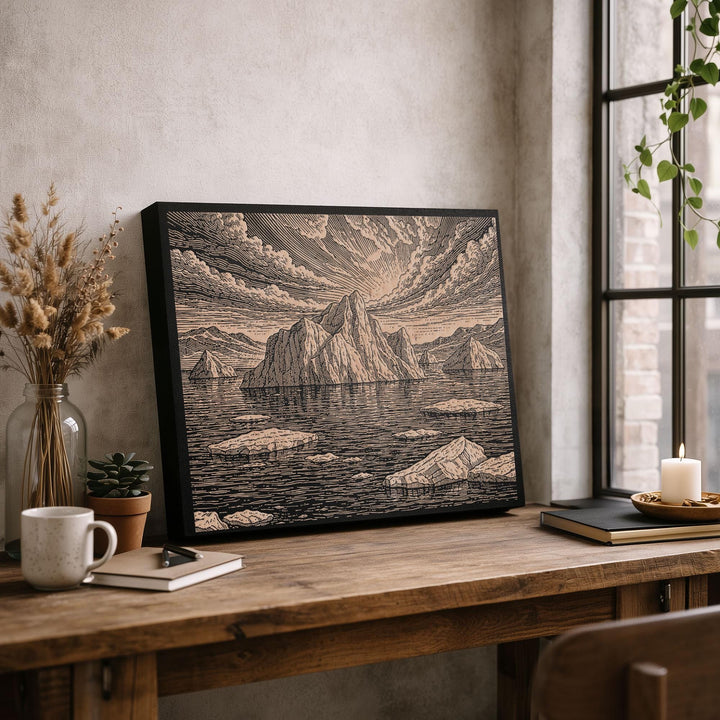 Arctic Iceberg Seascape Engraved Birch Art Panel