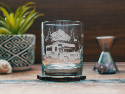 RV Camper Glasses | Vintage Travel Trailer Personalized Whiskey, Wine & Beer Glassware, Camping Enthusiast Drinkware, Gift for Travel Lovers