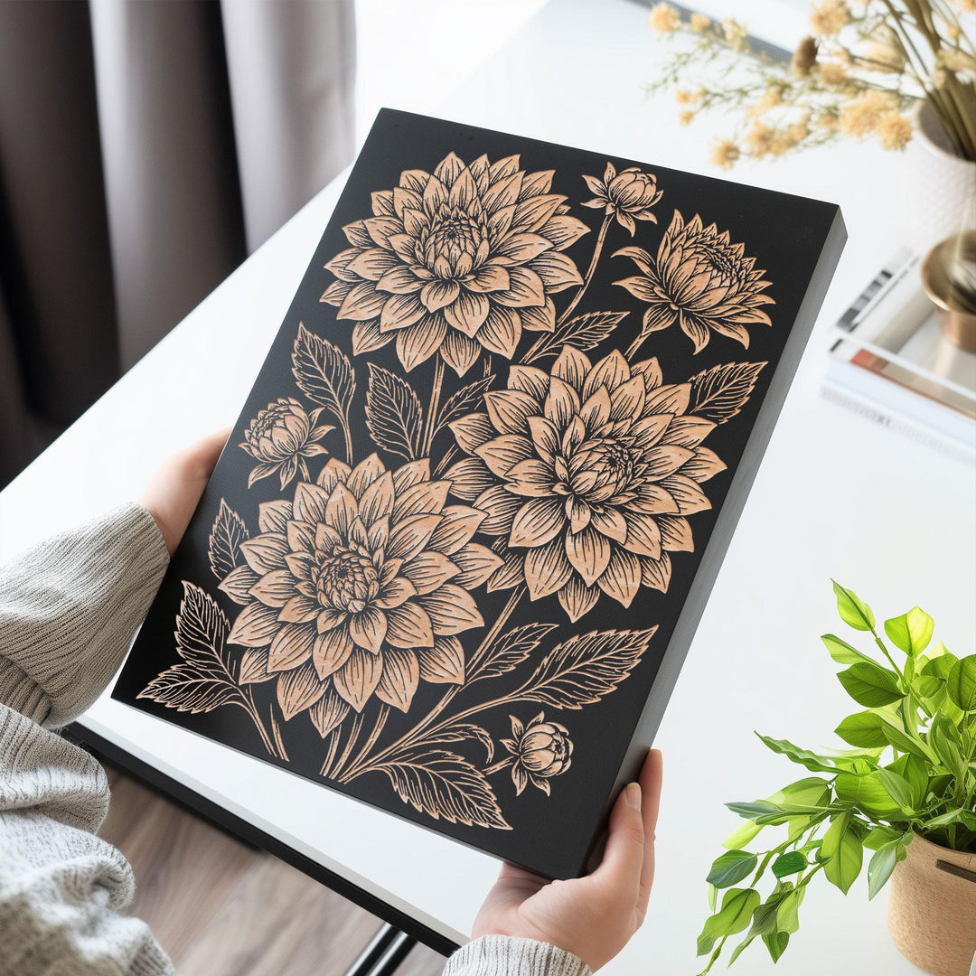 Dahlia Engraved Birch Art Panel