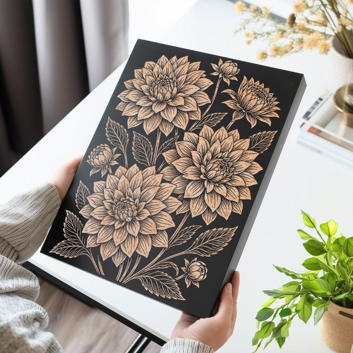 Dahlia Engraved Birch Art Panel