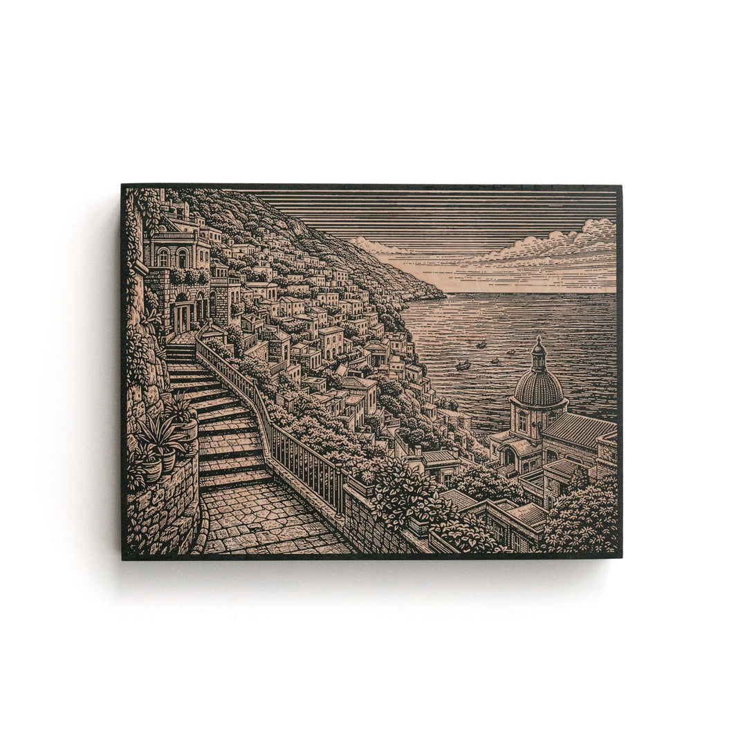 Positano Italy Engraved Birch Art Panel