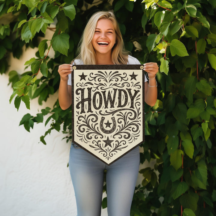 Howdy Felt Camp Flag