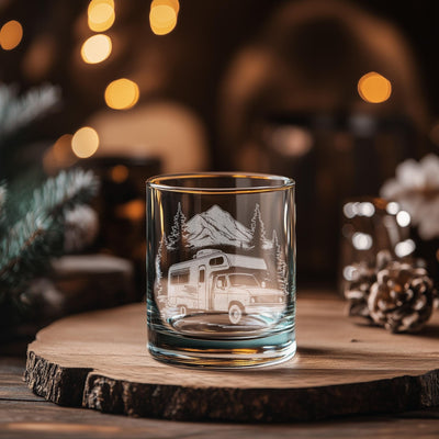 RV Camper Glasses | Vintage Travel Trailer Personalized Whiskey, Wine & Beer Glassware, Camping Enthusiast Drinkware, Gift for Travel Lovers
