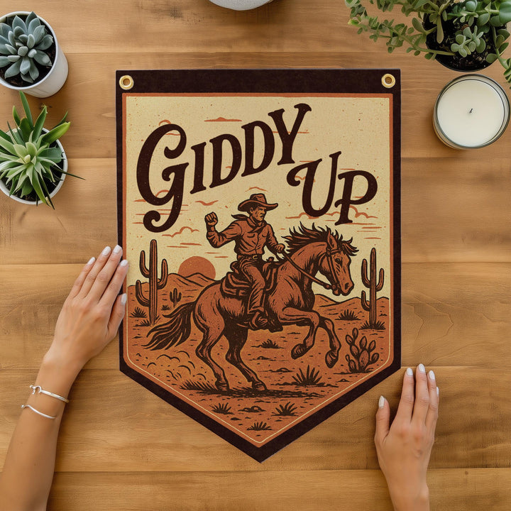 Giddy Up Felt Camp Flag