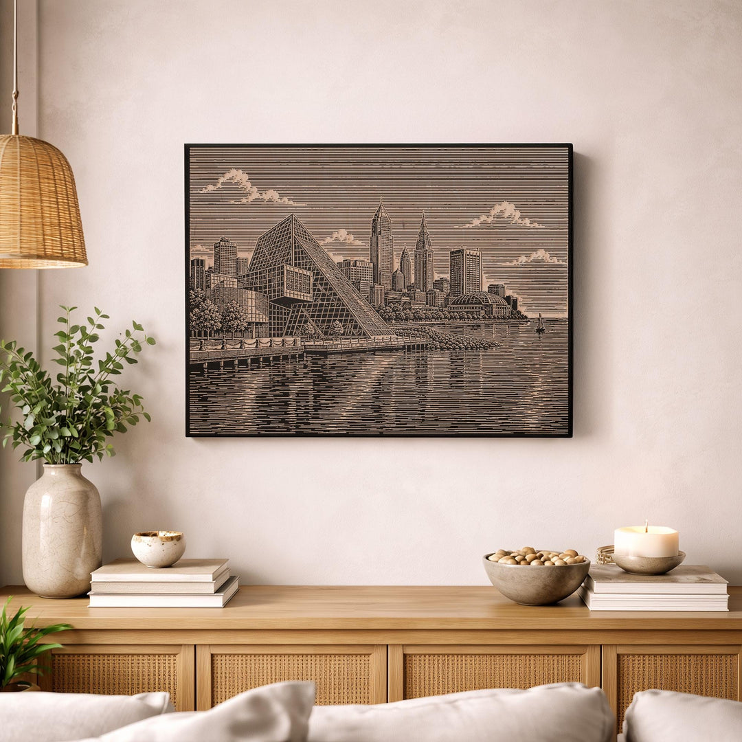 Cleveland Rock Hall Engraved Birch Art Panel