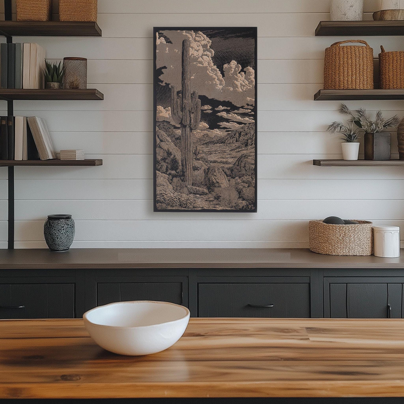 Saguaro Cactus in the Sonora Desert Engraved Wood Illustrations