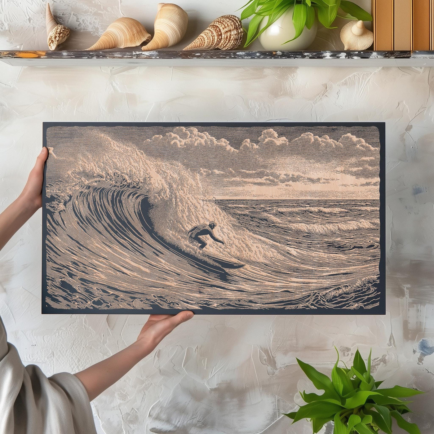 Surfer Riding Wave Art
