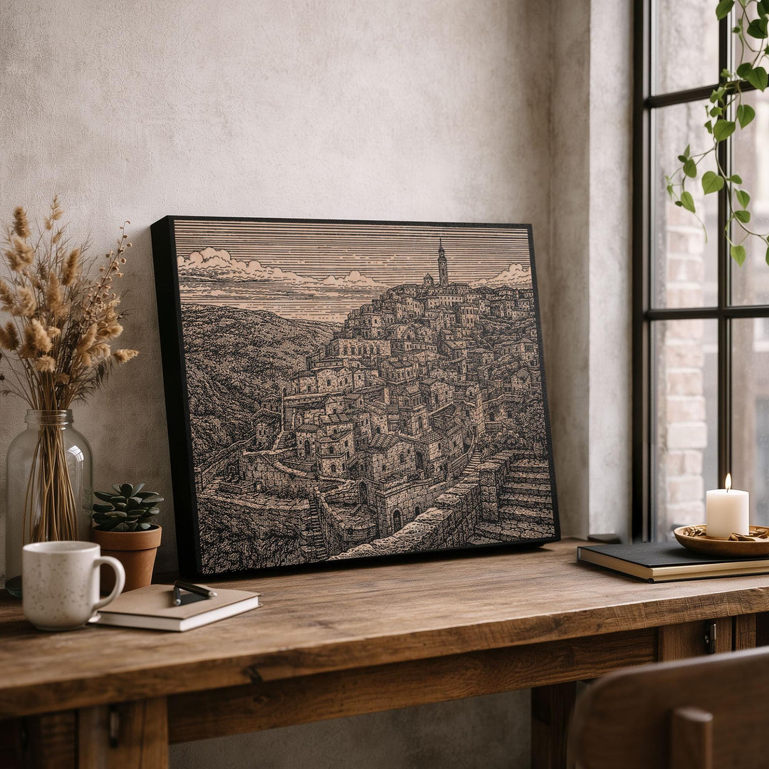 Sassi di Matera Engraved Birch Art Panel