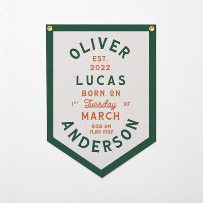 Custom Birth Stat Heritage Felt Banner