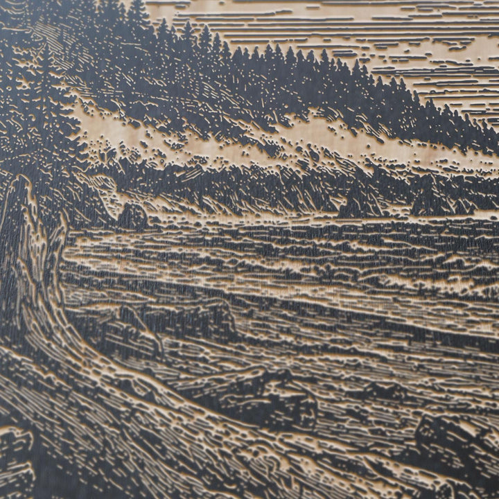 Driftwood Beach and Fog Line Engraved Birch Art Panel