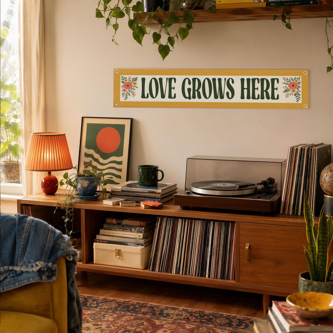 Love Grows Here Felt Banner