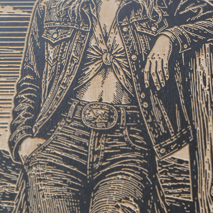 Cowgirl at the Desert Frontier Engraved Illustration