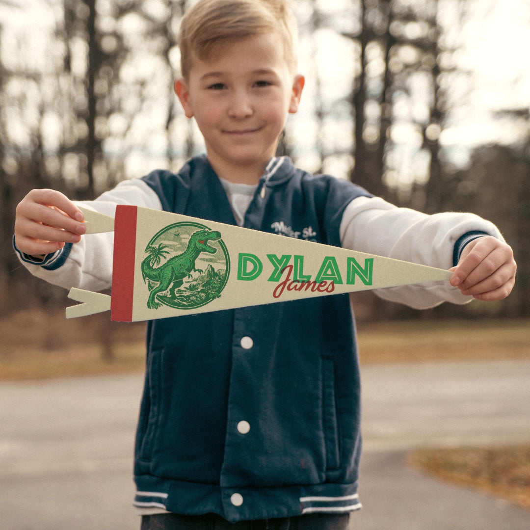 Custom Name Sign Felt Jurassic Pennant