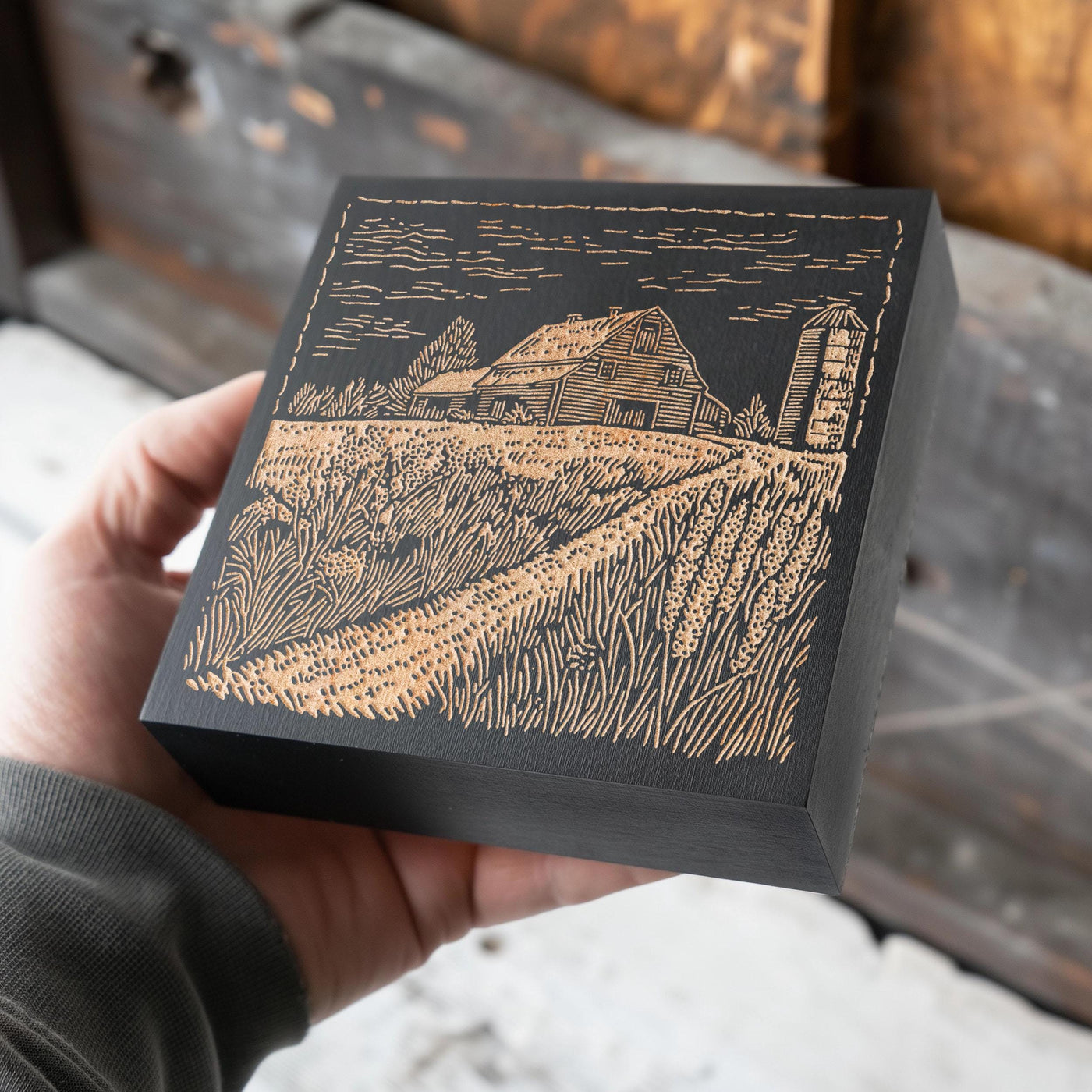 Farm Barn & Silo Engraved Wood Wall Art Panel