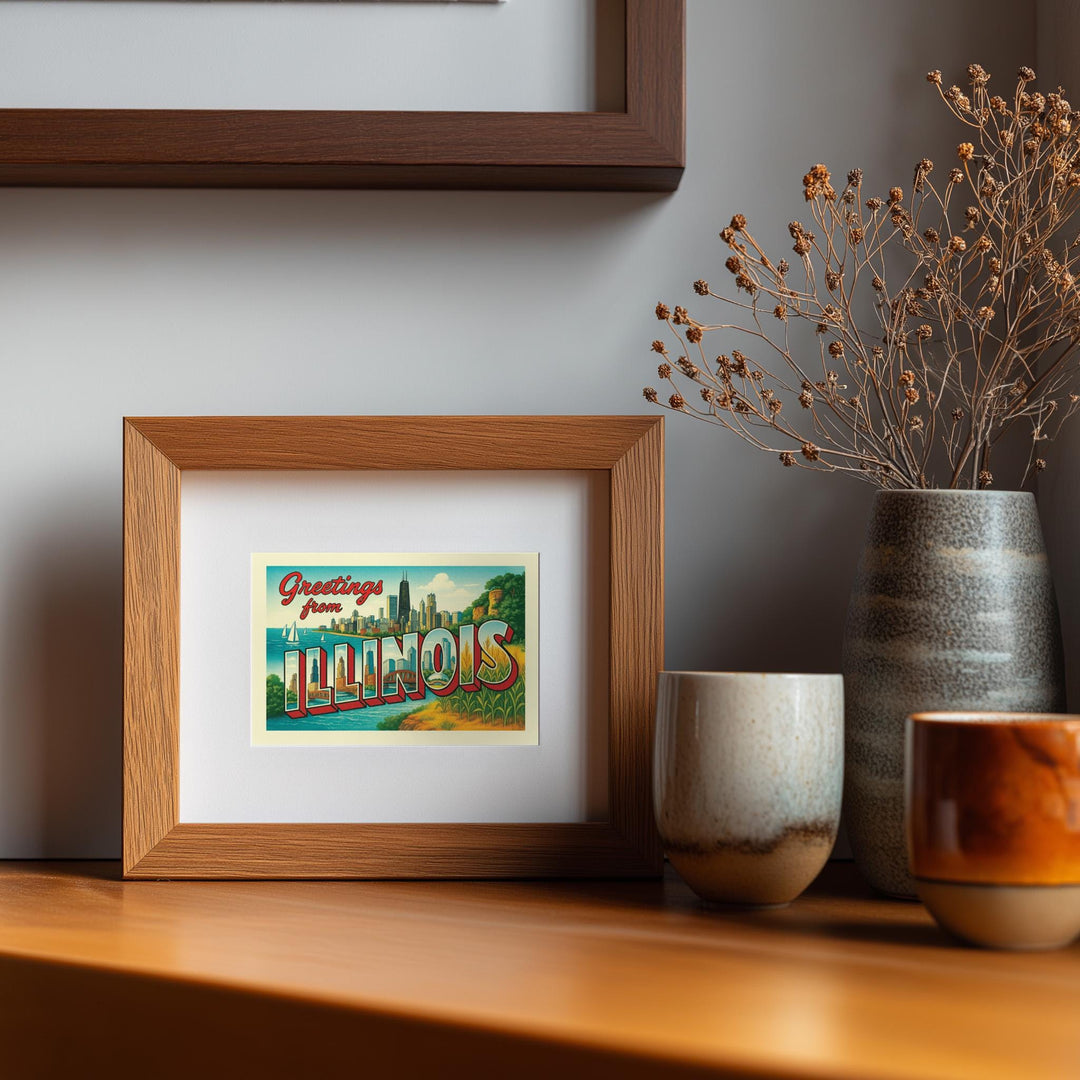 Illinois Postcard Art Print