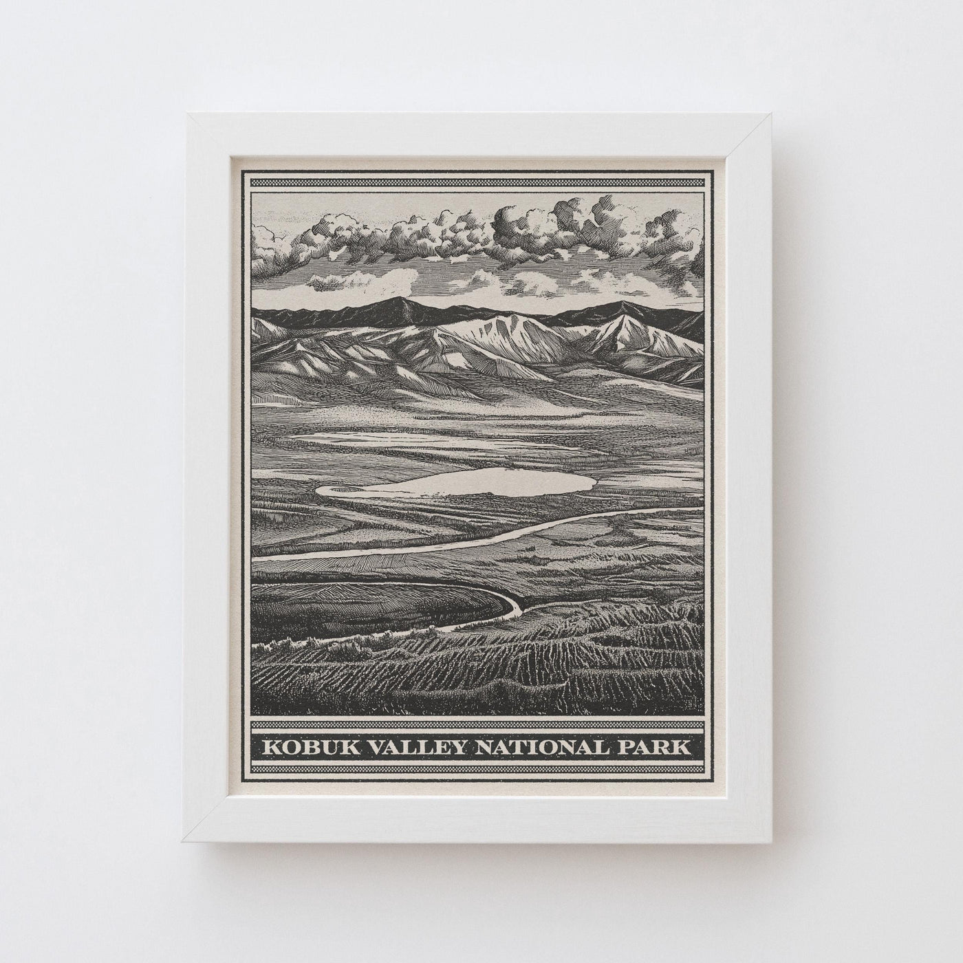 Kobuk Valley National Park Lithograph Style Print - Vintage Alaska archival matte fine art print gift. Arctic Circle Caribou Migration
