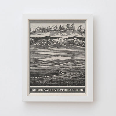 Kobuk Valley National Park Lithograph Style Print - Vintage Alaska archival matte fine art print gift. Arctic Circle Caribou Migration
