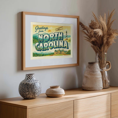 North Carolina Postcard Art Print