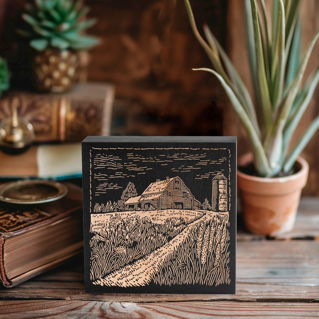 Farm Engraved Illustration