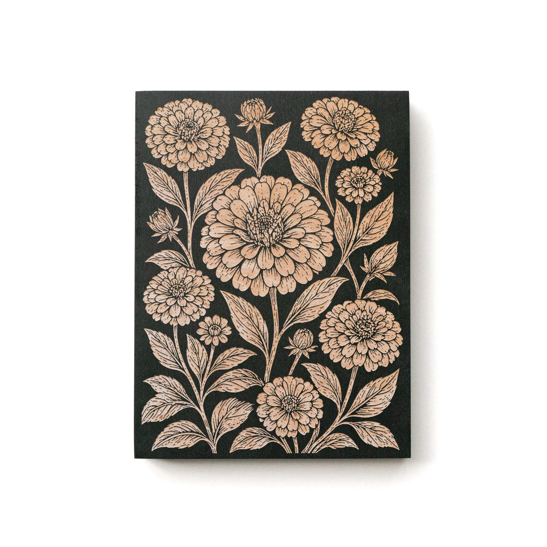 Zinnia Garden Pattern Engraved Birch Art Panel